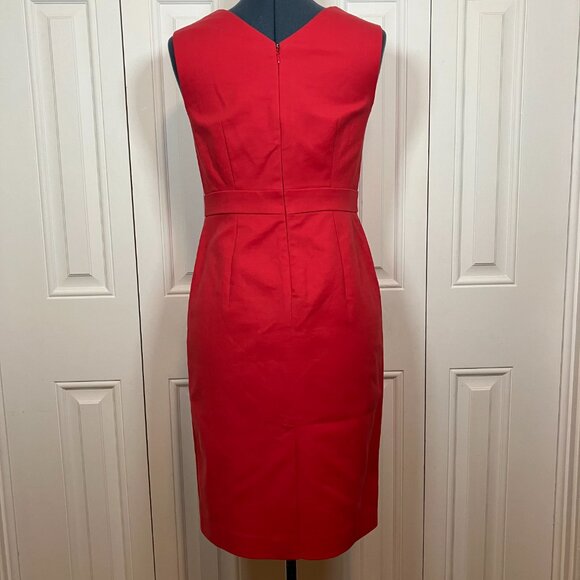 Ann Taylor Coral Red Fitted Sheath Dress Sz 2P - Picture 4 of 4